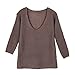 EFINNY Women's V-Neck Wool Sweatshirt Long Sleeve Pullover Sweaters Blouse