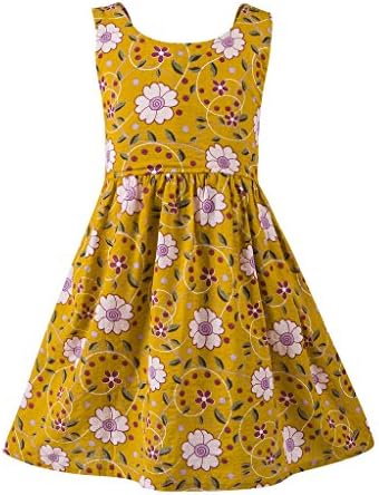 Spring&amp;Gege Little Girls' Dress Flower Print Big Bow Party Sundress Halter Tops Size 2-3 Years Yellow