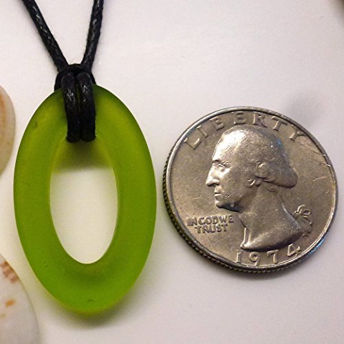 Ocean mystery surf beach sea glass yoga meditation karma oval small beautiful pendant aqua green handmade necklace, unisex surfing jewelry on a waxed cotton 26 inch cord