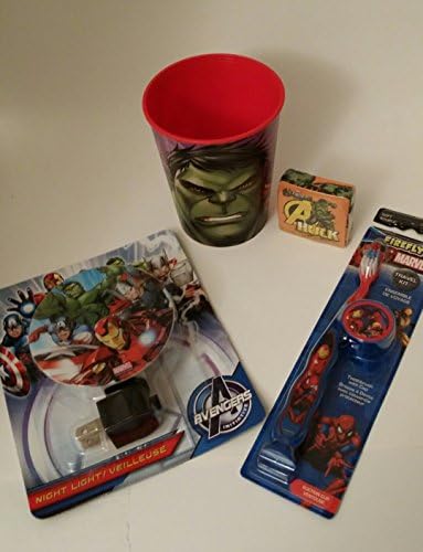 4 Piece Avengers bath bundle- Avengers nightlight, Avengers Toothbrush, Avengers Cup & Avengers Thor washcloth
