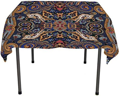 All of better Paisley Non Slip Tablecloth Historical Moroccan Florets with Slavic Effects Heritage Design Royal Blue and Sand Brown speing Table Cloth Spring/Summer/Party/Picnic 52 by 70