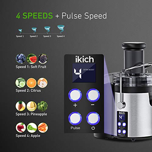IKICH Centrifugal Juicer 4 Speed Juice Extractor Creates More Juice and