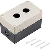 uxcell Push Button Switch Control Station Box 22mm 2 Button Aperture Light Grey and White