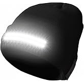 Unisex Beanie with Light, 230° Wide Beam USB Rechargeable, Headlamp Beanie Winter Knitted Cap Gifts for Men Dad Husband Him (Black)