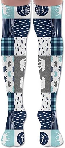 Little Man & Happy Camper Patchwork Wanderlust Air Travel Compression Socks For Men & Women. Guaranteed To Prevent Swelling, Pain, Edema.