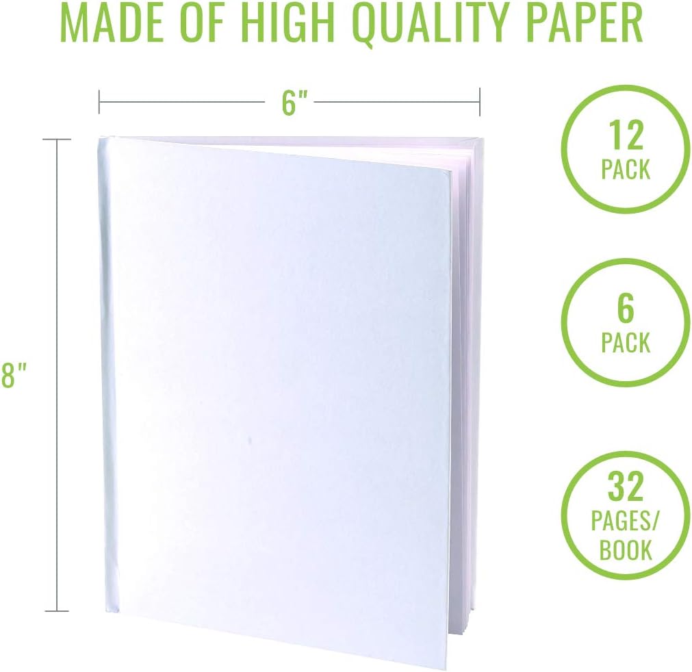 Blank Books (Pack of 6) 6" x 8" Hardcover with White