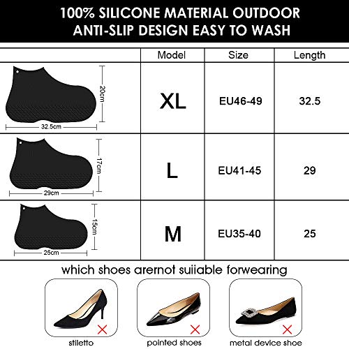 Hydream Silicone Shoe Cover Waterproof, Reusable Boot Shoes Covers with Zipper,Non Slip Rain Snow Bowling Travel Indoor Outdoor Overshoe Rubber Protectors for Men Women Kids