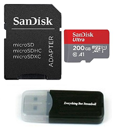 SanDisk 200GB Ultra Micro SDXC Memory Card Bundle Works with Samsung Galaxy Note 8, Note 9, Note Fan Edition Phone UHS-I Class 10 (SDSQUAR-200G-GN6MN) Plus Everything But Stromboli (TM) Card Reader