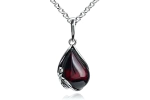 Ian and Valeri Co. Black Cherry Amber Sterling Silver Pendant Necklace 18 Inches