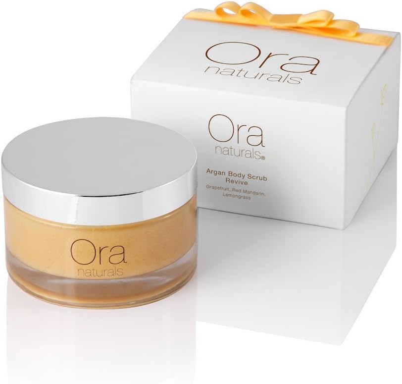 ORA Natural Organic Argan Body Scrub Revive (Red Mandarin/Lemongrass/Grapefruit) Vitamin E - 200ml