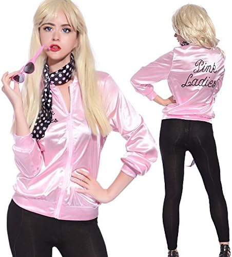 TDmall 50S Grease T-Bird Danny T Bird / Pink Ladies Jacket Costume Fancy Dress, Pink, XS