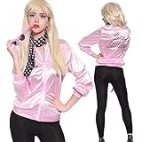 TDmall 50S Grease T-Bird Danny T Bird / Pink Ladies Jacket Costume Fancy Dress (Rhinestone Upgraded Version S+Scarf, Women)