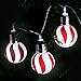 LANGRIA Red and White Stripe Globe Ball String Lights Battery Powered 20 LEDs, 7.22 FT/2.2M Long for Indoor Use, Holiday, Festival, Party Decoration