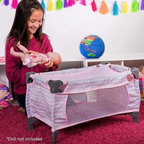 Adora Baby Doll Crib Pink Deluxe Pack N Play 7Piece Set Fits Dolls up