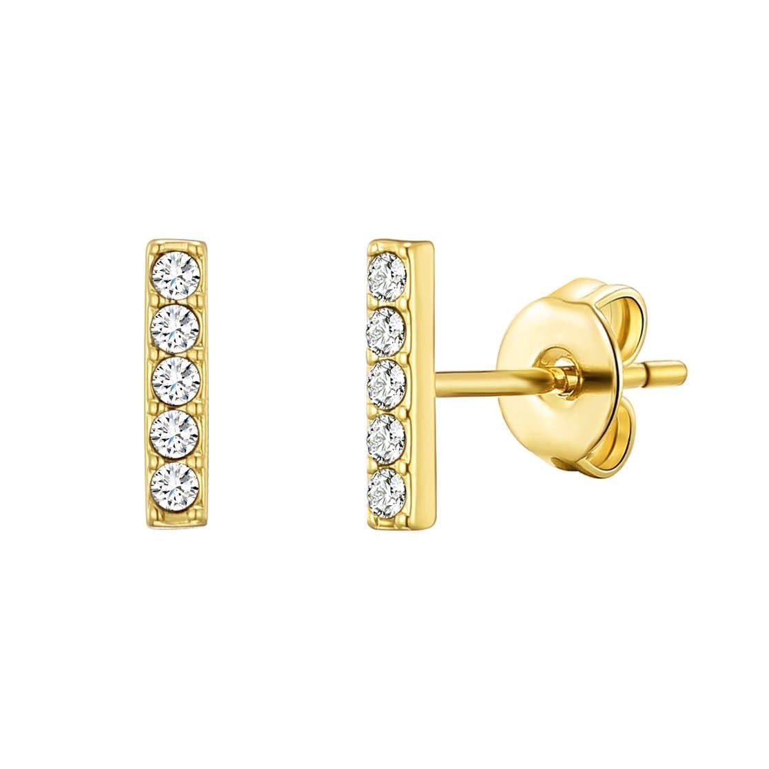 Philip Jones 18k Gold Plated Bar Earrings Created with Zircondia® Crystals