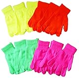 OPT®. 12 Pairs Assorted Neon Color Knit Magic Gloves Wholesale Lot. USA Trademark Registered: 86522969. Free Shipping From New York.