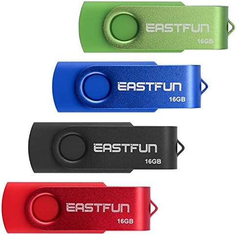 EASTFUN 4Pack 16GB USB 2.0 Flash Drive Flash Memory Stick thumb drive (Red Black Blue Green)
