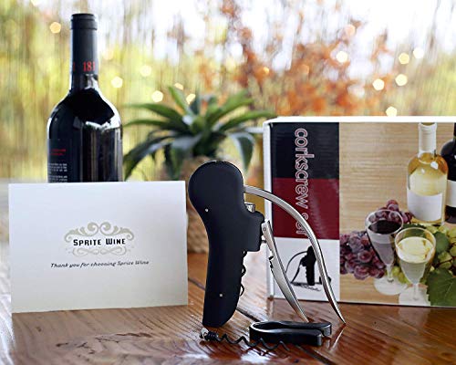 Wine Bottle Opener with Vertical Rabbit Lever Style Screwpull Corkscrew, Foil Cutter