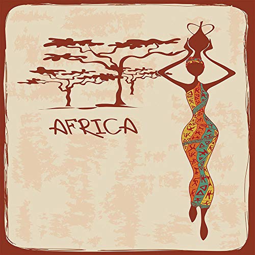 Black Duvet Cover Set Queen Size,African Woman,Vintage Africa Themed Illustration Slim Indigenous Girl Figure Colorful Dress Decorative,Multicolor,Decorative 3 Pcs Bedding Set by 2 Pillow Shams