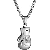 Golden Boxing Glove Necklace Pendant: Men Women 22 Inch Stainless Steel ...