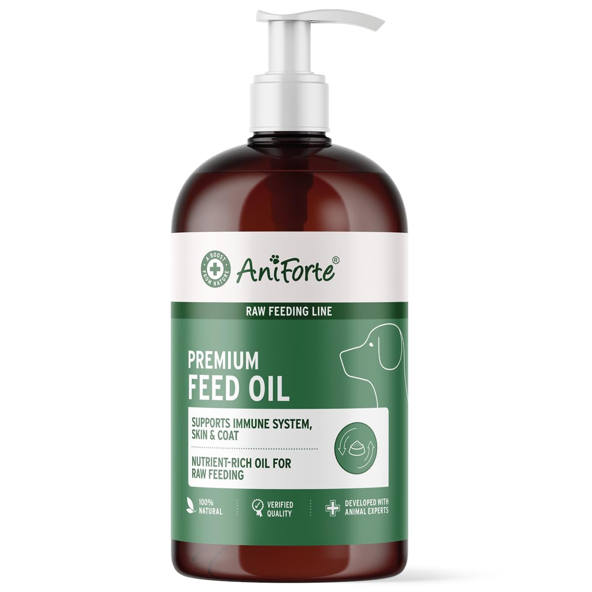 AniForte Premium Feeding Oil 500ml: BARF Raw Feeding Supplement For Dogs With Hemp, Salmon & Linseed Oil to Boost Immunity & Health