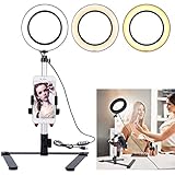 B-Land 5.7” Ring Light with Desktop Stand for YouTube Video and Makeup, Mini LED Camera Light with Cell Phone Holder Table Top LED Lamp with 3 Light Modes &amp; 11 Brightness Level