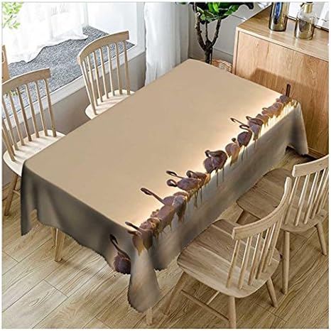 ZLFT Decorative Flamingos Print Polyester Water Resistant Tablecloth Wrinkle Free and Stain Resistant Fabric Tablecloths for Rectangle Table (camel, 60''X118'')