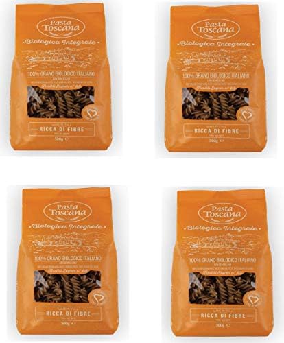Pasta Toscana: Organic Wholemeal and Omega 3 - Fusilli 500g/17.64oz, pack of 4
