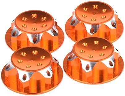4Pcs RC 1/8 Scale 17mm Dust Lock Nuts Adapter for RC 1:8 Off-Road Buggy Truck RC Wheel and Rims Nut Redcat HPI LOSI AE HB TEAM C (Orange)