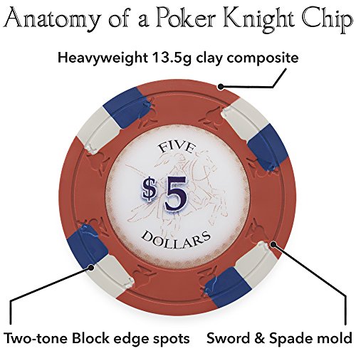 Poker Knights 13.5gm 500 Chip Clay Poker Set with Aluminum Case - Choose Chips! - Thumbnail 2