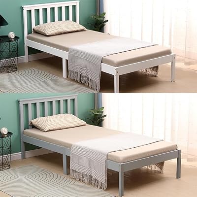 AVC Designs Single Pine Bed Frame 3ft White Shaker Style 197x98x82cm