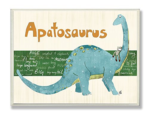 Stupell Home Dcor Apatosaurus Dinosaur Rectangle Wall Plaque, 11 x 0.5 x 15, Proudly Made in USA