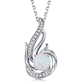 Leva Jewkis Birthstone Necklace for Women 925 Sterling Silver Phoenix Charm Necklace Birthday Anniversary Christmas Fine Jewelry Gifts for Women Mother Her, Adjustable Chain