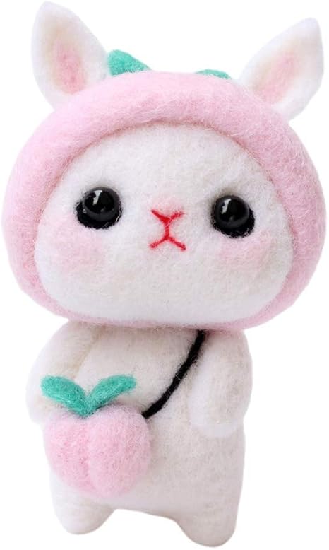 Amazon Co Jp Ywawj ピンクの帽子のウサギニードルフェルトキット ニードルフェルトスターターキット手作りの動物の人形ニードルフェルト 羊毛フェルトキット非完成diy手づくりフェルト用品 ホーム キッチン