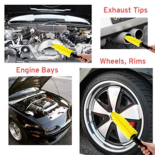 Lightton Car Wheel Cleaning Brush, Soft Bristle Cleaning Spoke Rims Brushes, No Scratches Wheel Cleaner Detailing Brushes for Car Wash Brush, Motorcycle,Bike(15 inch)