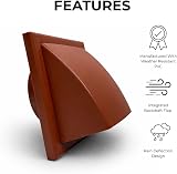 Fantronix Terracotta Cowled Wall Vent Grille 100 mm Backdraught Shutter view 4
