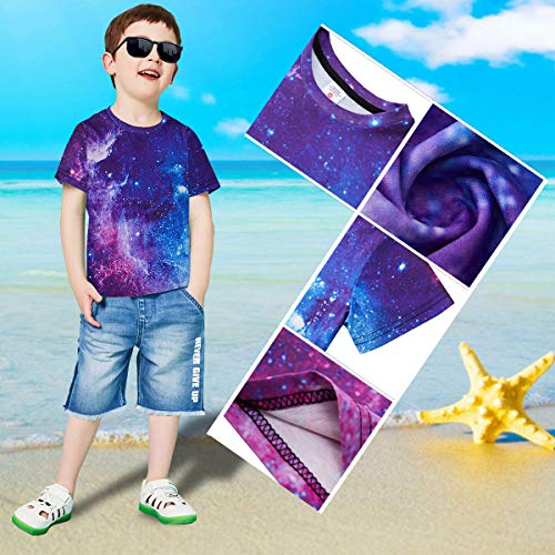 RAISEVERN Manica Corta 3D Tshirts per Bambini Neon Divertente Girocollo Tshirt Tee Tops