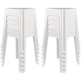Utiao 12-Pack Plastic Stackable Stools, Square Plastic Stool Chair, White