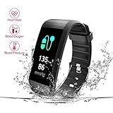 New Fitness Tracker, Heart Rate Monitor, IP67 Waterproof Smart Bracelet with Camera Remote Shoot, Activity Fitness Wristband R11 Pedometer for Bluetooth Android and iOS (R11-Black)