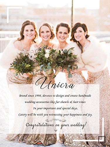 Aukmla Women's Wedding Faux Fur Shawls and Wraps Bridal Fur Scarf Stoles with Rhinestones Brooch for Bride and Bridesmaids (Beige)