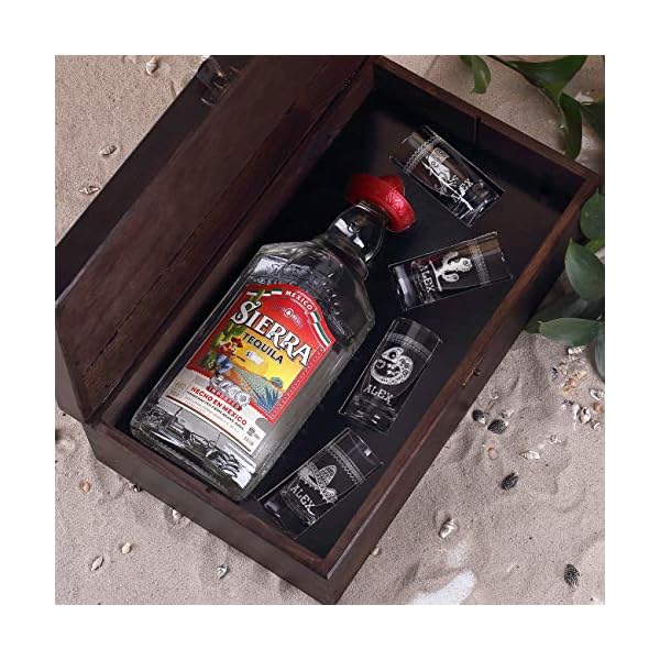 Herz & Heim® Sierra Tequila Geschenk Set personalisiert mit Ihrem Wunschnamen bekommen Sie 4 graviertem Schnapsgläser… – Bild 6