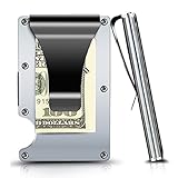 Minimalist Wallet, Slim Wallet & RFID Blocking Front Pocket Wallet, Aluminum Wallet for Men And Women (GREY)