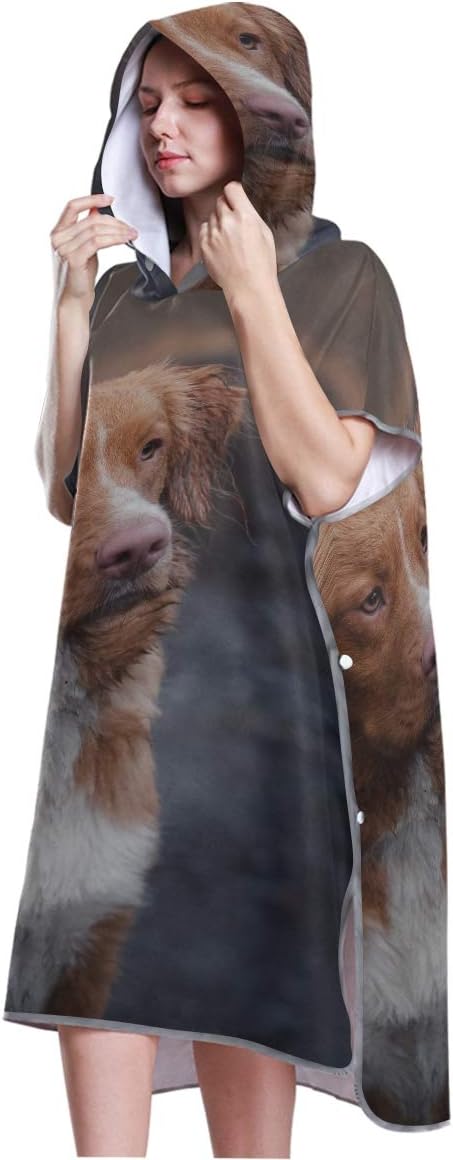 Dog Nova Scotia Duck Tolling Retriever Womens Poncho Towel Hooded Towel Robe Adult Surf Poncho Towel For Surfing Swimming Bathing One Size Fit All