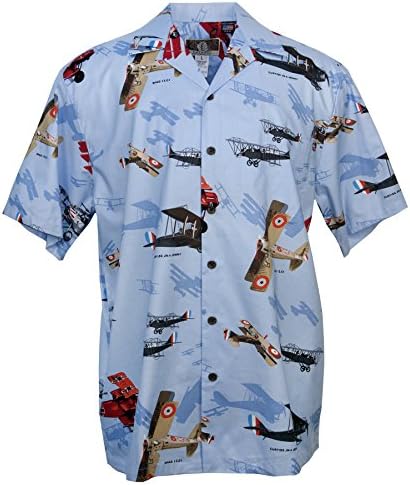 Vintage Fighters - Men's Hawaiian Print Aloha Shirt - in Light Blue