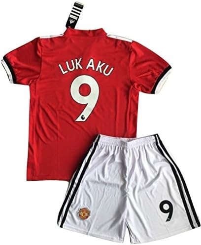 Lukaku #9 Manchester United 2017-18 Kids/Youths Home Soccer Jersey &amp; Shorts (9-10 Years Old)