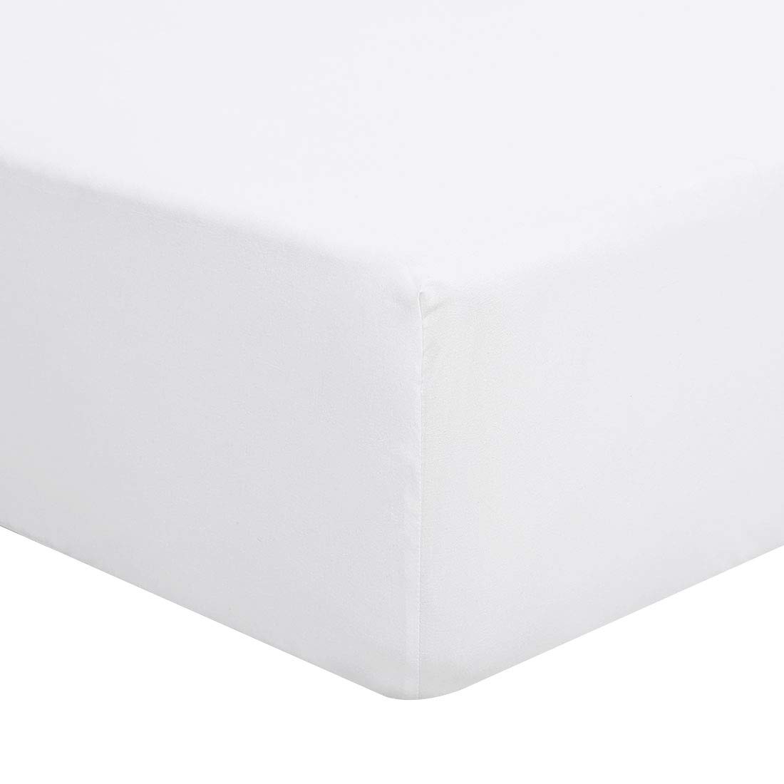 PiccoCasa 110GSM Brushed Microfiber Fitted Sheet Wrinkle, 16" Deep Super King Snow White