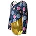 One-piece Gymnastics Leotard Long Sleeves Floral Printed Gold Dance Unitards for Little Girl, Gold, 140(7-8Y)