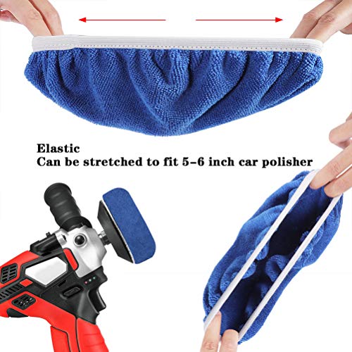 AUTDER 9 Inch & 10 Inch Car Polisher Pad Bonnet, Waxers Bonnet Set, Woollen+Cotton+Microfiber+Coral Fleece, 2 Pcs for Each, Pack of 8 Pcs - Thumbnail 7