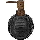 1pcs Hand Soap Dispenser Set, Sandstone Textured Resin Liquid Soap Dispenser for Bathroom Countertop, Heavy & Sturdy Dish Wash Soap Dispenser for Kitchen, Matte Black
