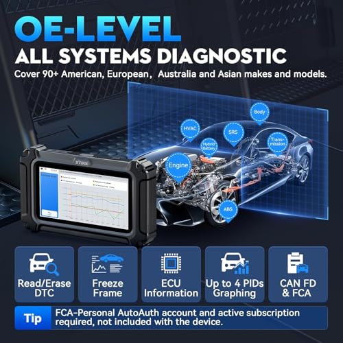 XTOOL D6 OBD2 Scanner Diagnostic Tool, 2026 Full System Car Scanner with 15+ Services, ABS Bleed/SAS/EPB/BMS/Injector Coding, Lifetime Free Update, Automotive Scan Tools with FCA AutoAuth, CANFD, 64GB